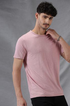 solid cotton round neck men's t-shirt - purple