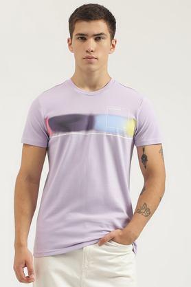 solid cotton round neck men's t-shirt - purple