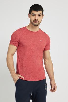 solid cotton round neck men's t-shirt - red