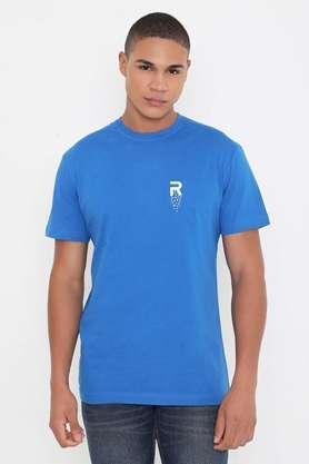 solid cotton round neck men's t-shirt - royal blue