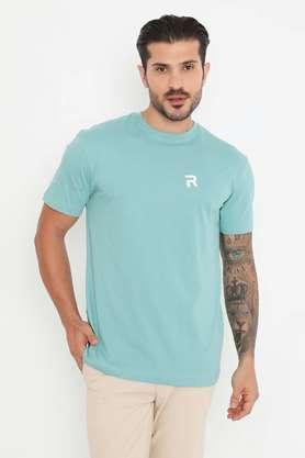 solid cotton round neck men's t-shirt - sea green