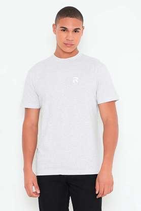 solid cotton round neck men's t-shirt - white