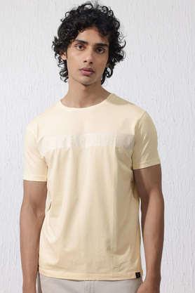 solid cotton round neck men's t-shirt - yellow