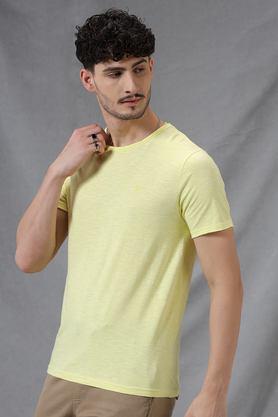solid cotton round neck men's t-shirt - yellow