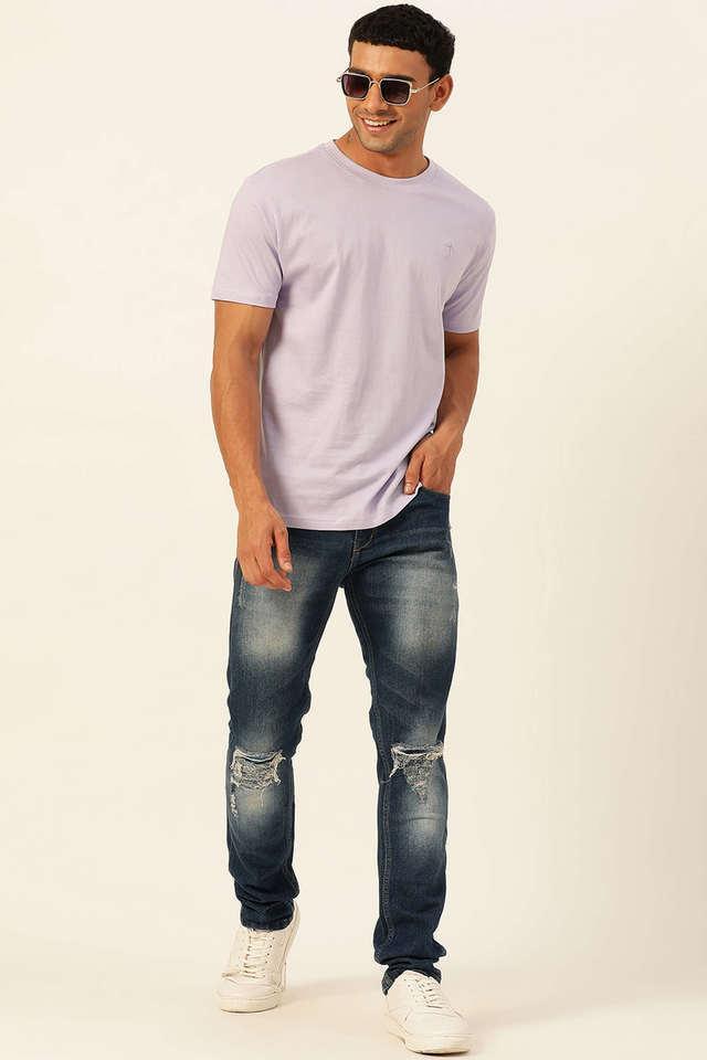 solid cotton round neck mens t-shirt