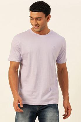 solid cotton round neck unisex's t-shirt - lavender