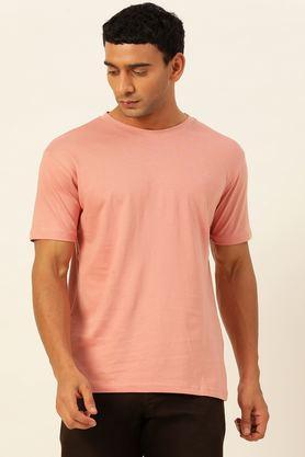 solid cotton round neck unisex's t-shirt - pink