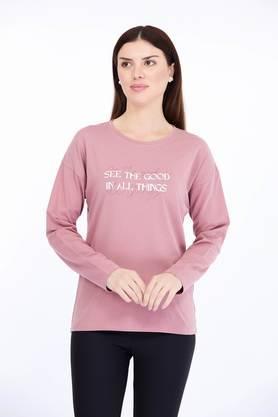 solid cotton round neck women's t-shirt - pink