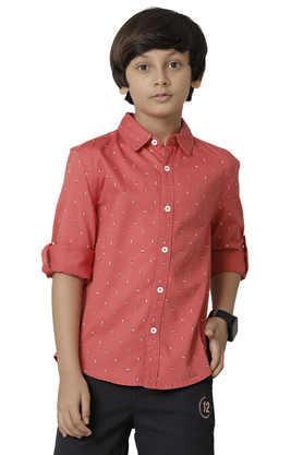 solid cotton shirt collar boys shirt - red