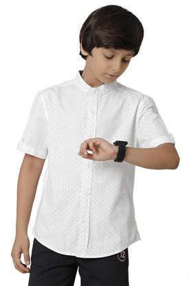solid cotton shirt collar boys shirt - white