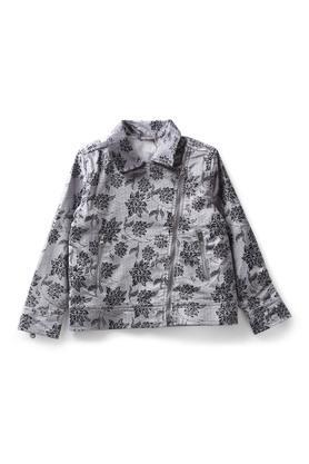 solid cotton shirt collar girls jacket - silver