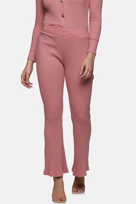 solid cotton skinny fit womens casual pants - pink