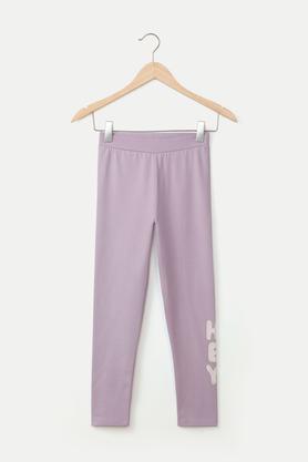 solid cotton skinny girls leggings - lilac