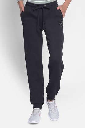 solid cotton slim fit boys joggers - black