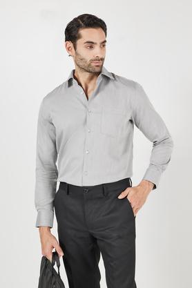 solid cotton slim fit men's formal shirt - black