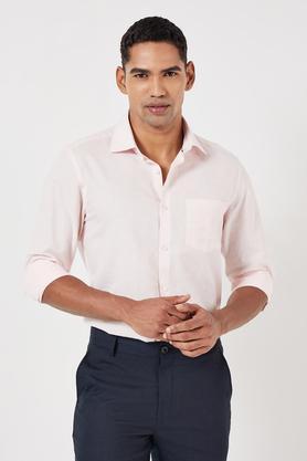 solid cotton slim fit men's formal shirt - pink
