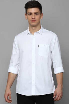 solid cotton slim fit men's formal shirt - white