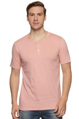 solid cotton slim fit men's t-shirt - baby pink