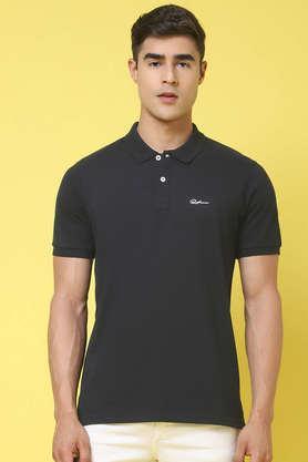 solid cotton slim fit men's t-shirt - navy