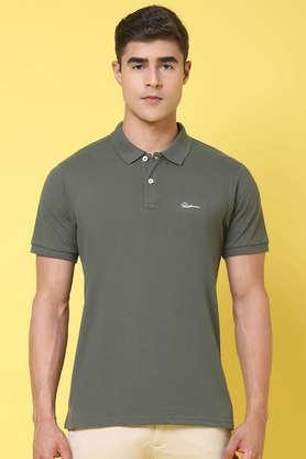 solid cotton slim fit men's t-shirt - olive