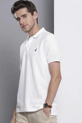 solid cotton slim fit men's t-shirt - white