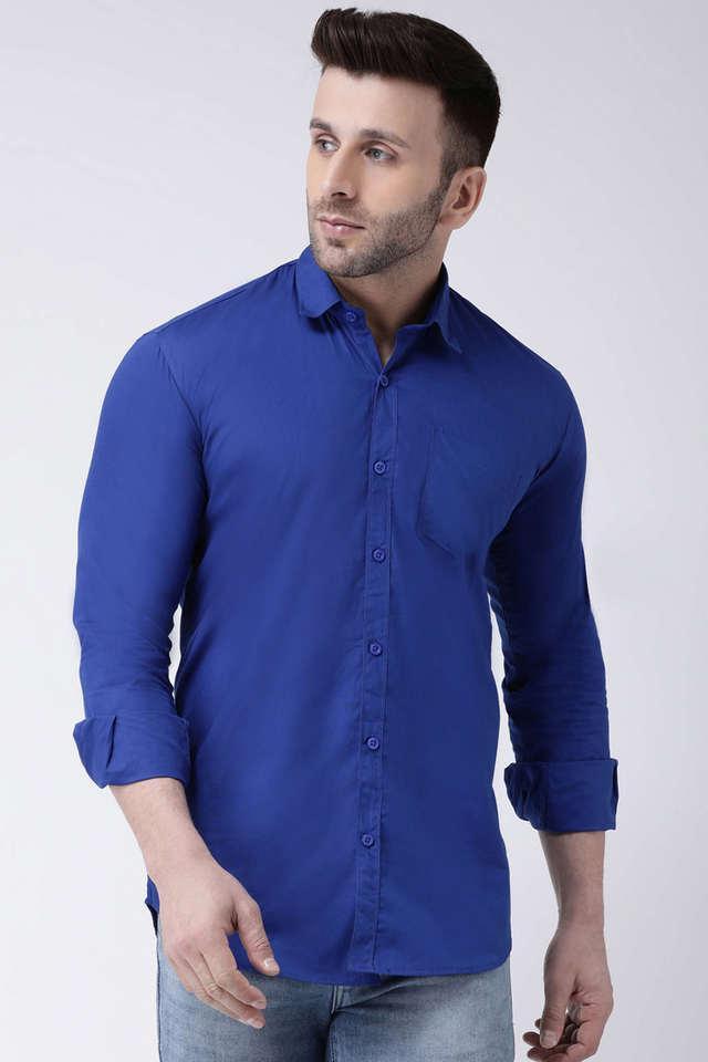 solid cotton slim fit mens casual shirt