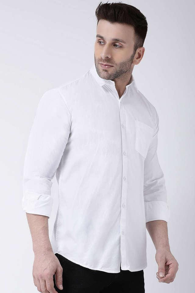 solid cotton slim fit mens casual shirt