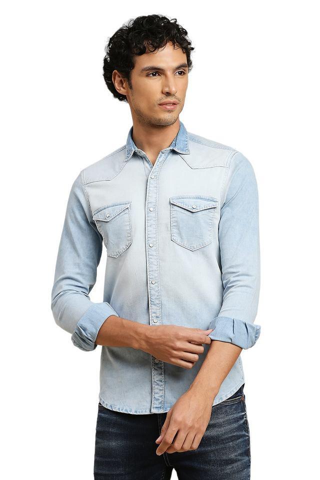 solid cotton slim fit mens casual shirt