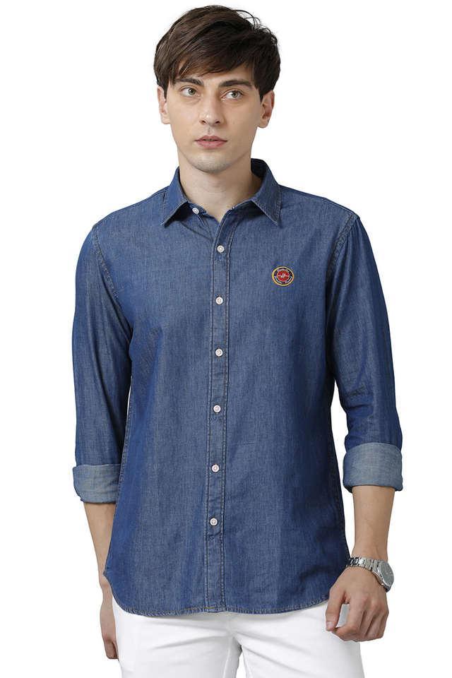 solid cotton slim fit mens casual shirt