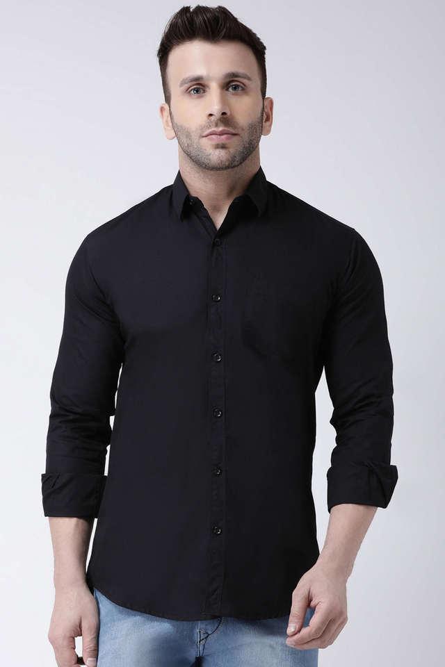 solid cotton slim fit mens casual shirt