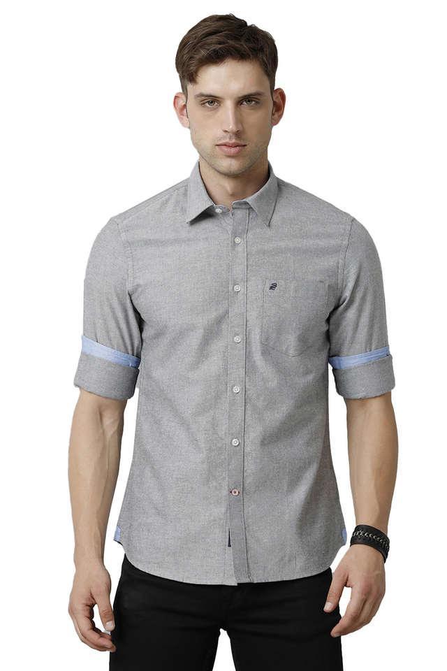 solid cotton slim fit mens casual shirt