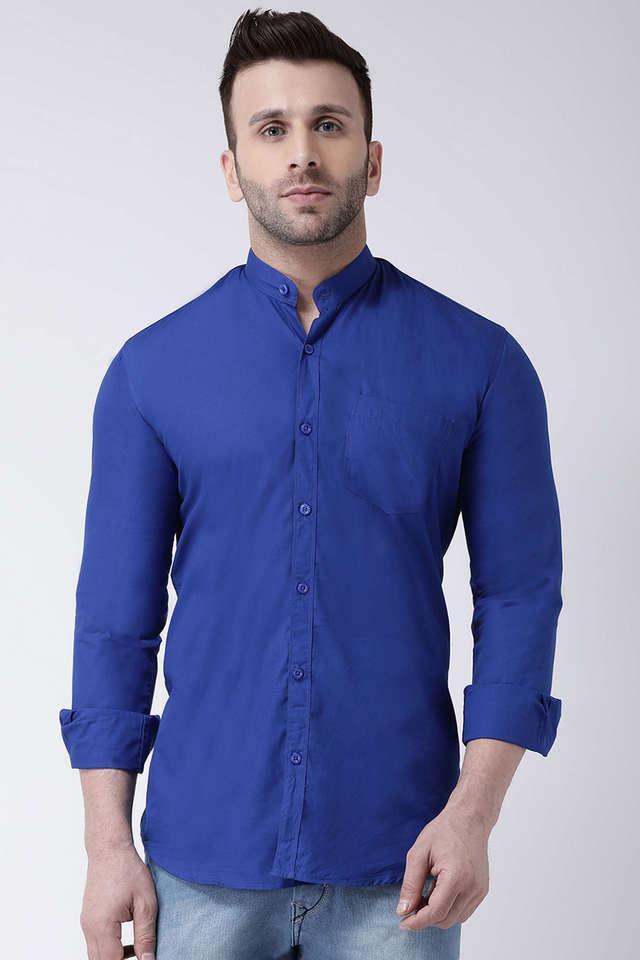 solid cotton slim fit mens casual shirt