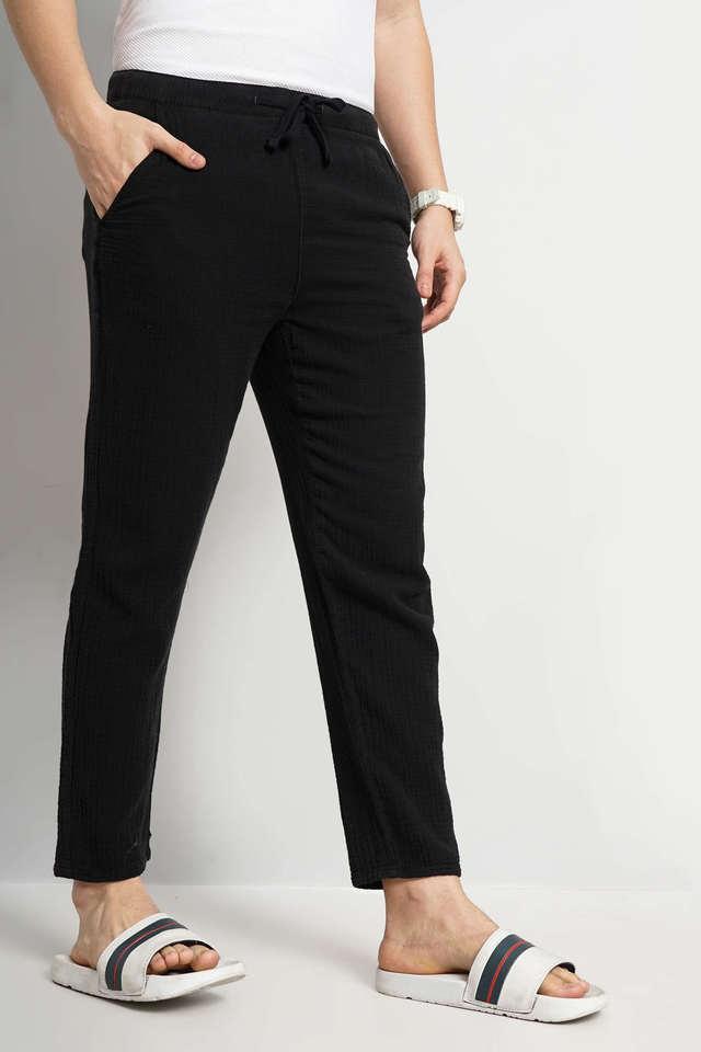 solid cotton slim fit mens casual trouser