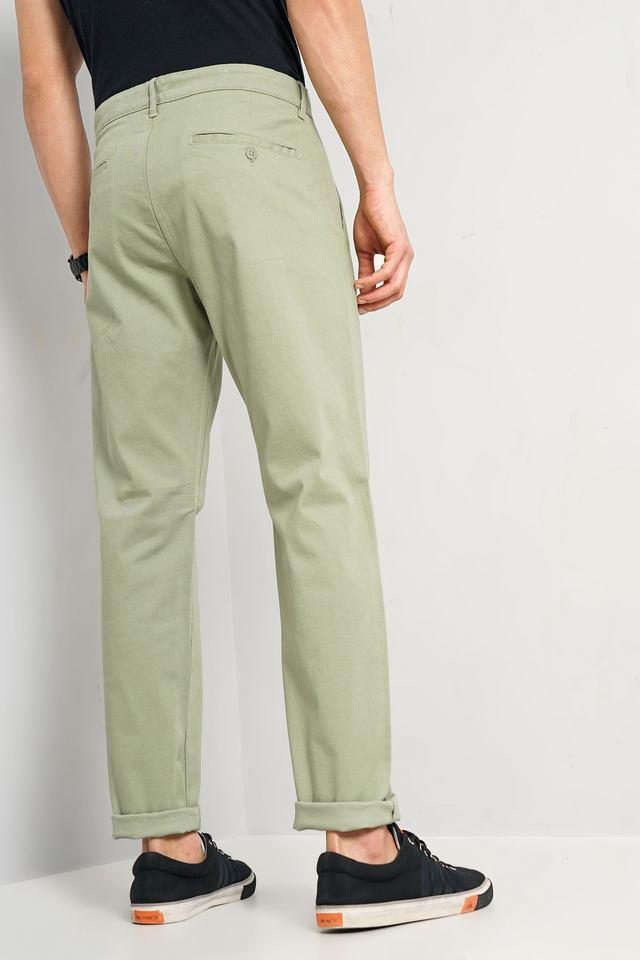 solid cotton slim fit mens casual trousers