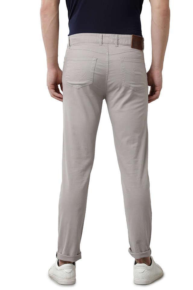 solid cotton slim fit mens casual trousers