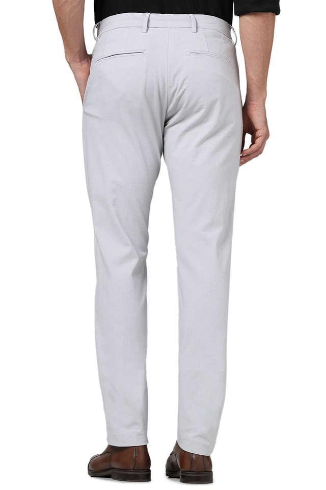 solid cotton slim fit mens casual trousers