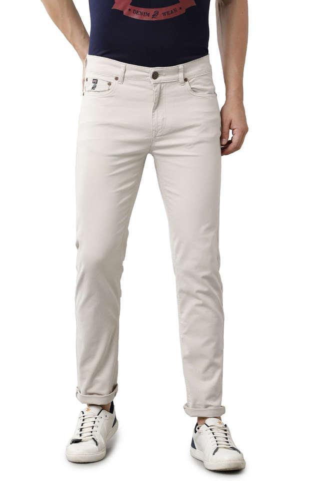 solid cotton slim fit mens casual trousers