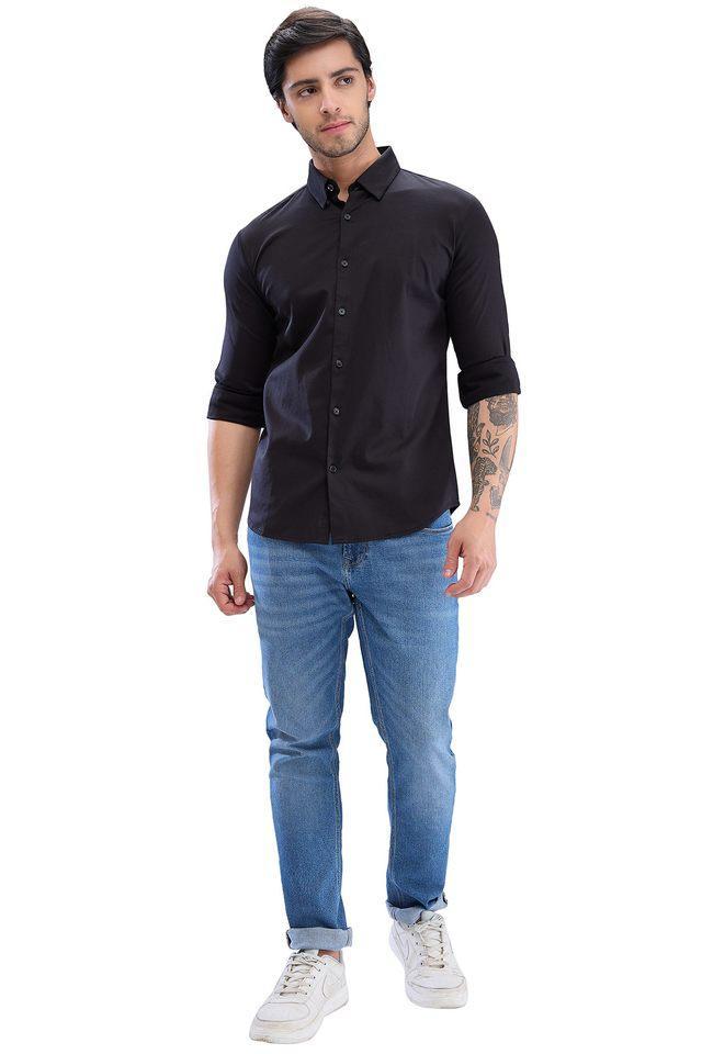 solid cotton slim fit mens casual wear shirt