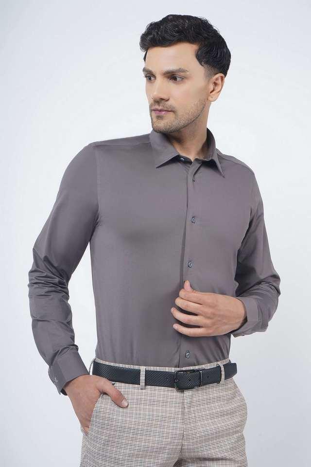 solid cotton slim fit mens formal shirt