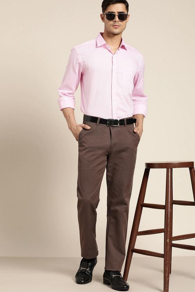 solid cotton slim fit mens formal wear trousers