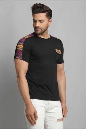 solid cotton slim fit mens t-shirt - black