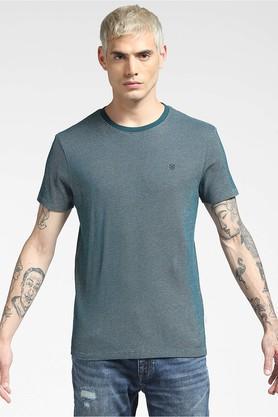 solid cotton slim fit mens t-shirt - blue