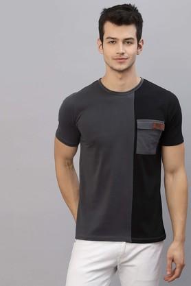 solid cotton slim fit mens t-shirt - dark grey