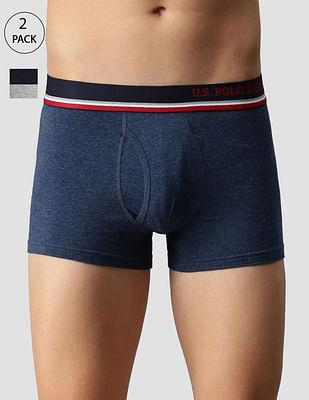 solid cotton spandex i014 trunks - pack of 2