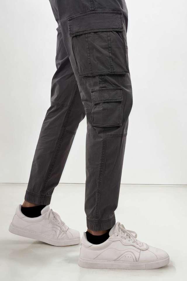 solid cotton straight fit mens casual trousers