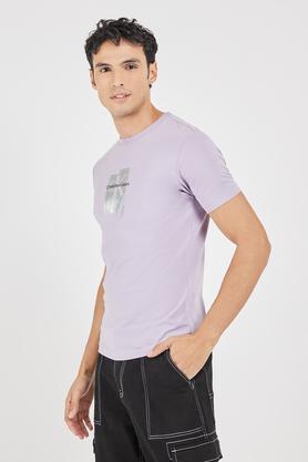 solid cotton stretch crew neck men's t-shirt - purple