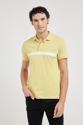 solid cotton stretch crew neck men's t-shirt - yellow