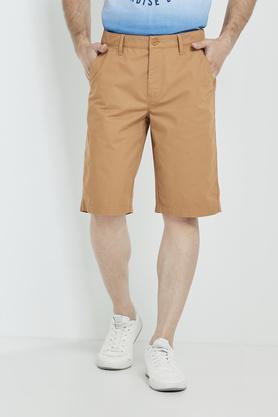 solid cotton stretch mens shorts - biscuit