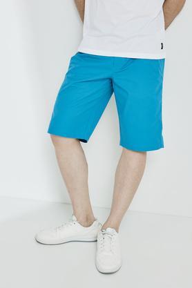 solid cotton stretch mens shorts - cobalt
