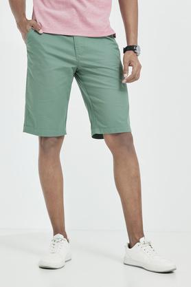 solid cotton stretch mens shorts - forest
